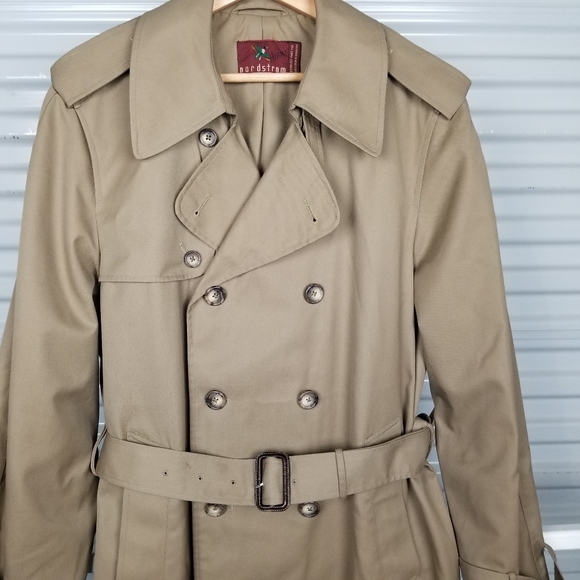 Nordstrom trench coat mens size 42 large unisex camel - Picture 3 of 10